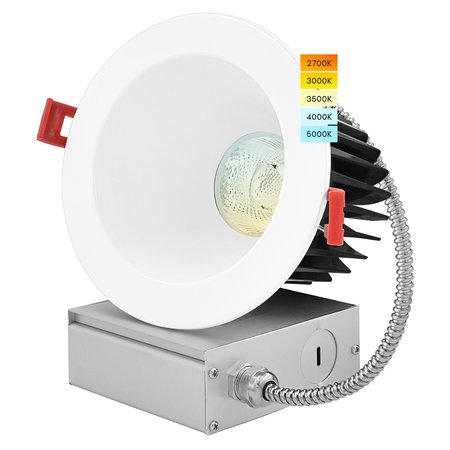 LUXRITE 4 Inch Regressed LED Recessed Downlight 5 CCT Selectable 2700K-5000K 18W 1500LM Dimmable LR24930-1PK